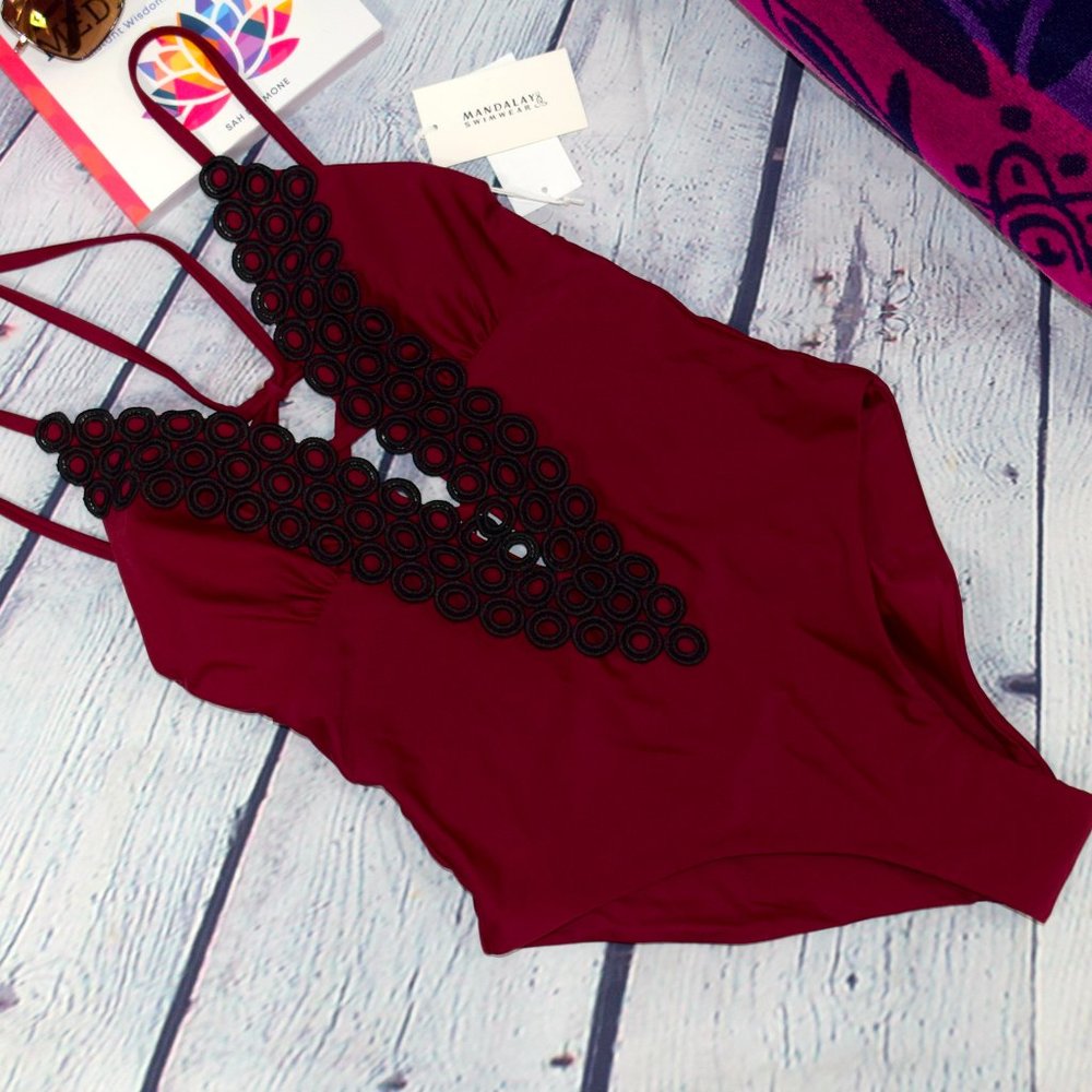 Mandalay One-Piece Burgundy Swimsuit - Picture 1 of 5